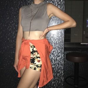 MaxMara cropped sleeveless grey turtleneck